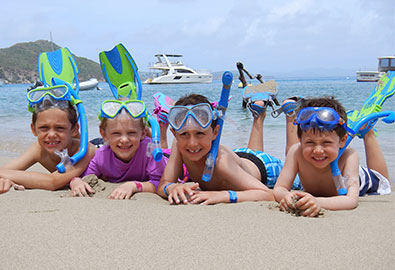 Kids on beach in the British Virgin Islands