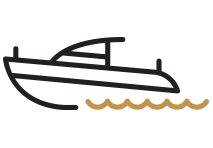 black and gold boat icon