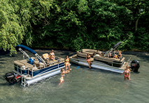 couple pontoons hanging out by the water