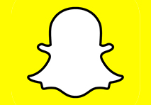 the snapchat logo of a white ghost outline on a yellow background