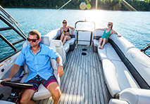 people on a pontoon