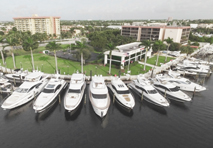 large number of yachts docked at marinemax location