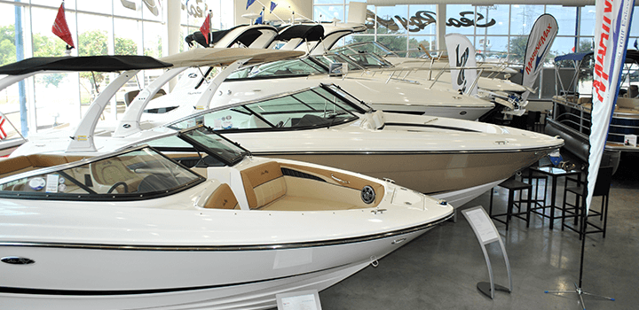 boats in a show room