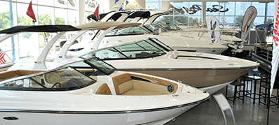 Boats in a show room