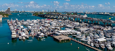 Aerial view of the Miami boat show
