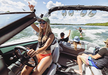 friends driving on a mastercraft