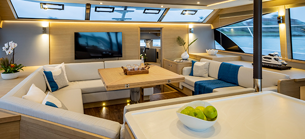 Inside living space of an Aquila model