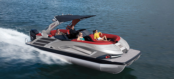 Q Series Bennington pontoon with red and grey accents