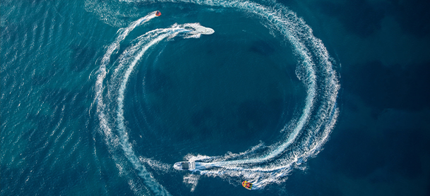 Two boats circling each other