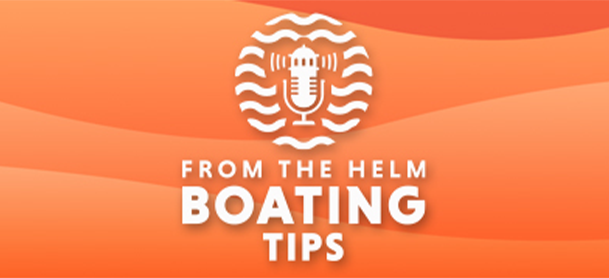 Boating Tips logo and font with orange wavy background