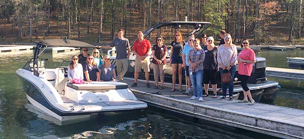 Safety class group on a dock