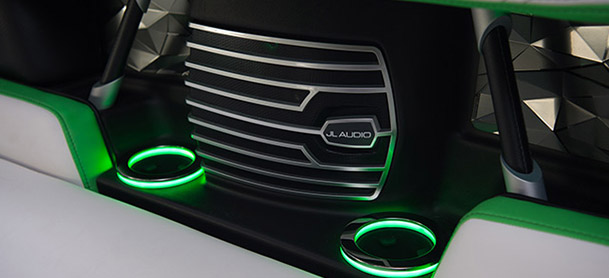 neon green accent on black cup holders