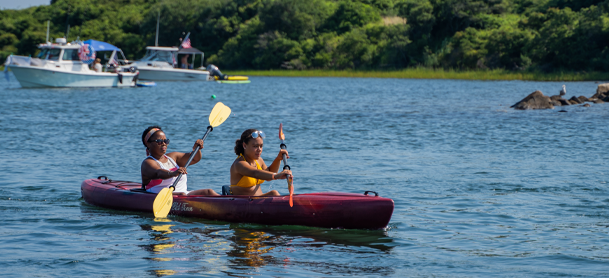 Two women kayaking
