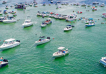 group of boats anchored