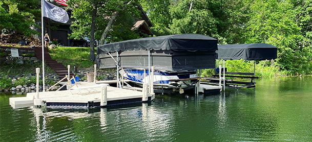 Dock and boat lift in Minnesota