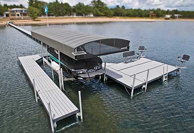 ShoreStation aluminum dock in Slate Gray
