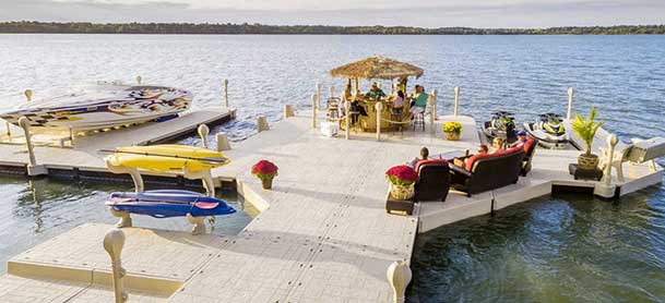 Wave Armor dock configuration with kayak rack