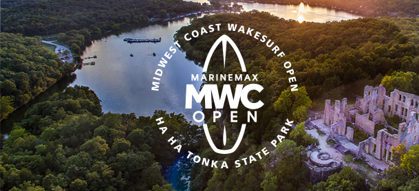 View of lake with event logo