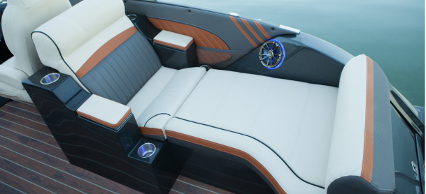 Custom Seating features in a pontoon boat