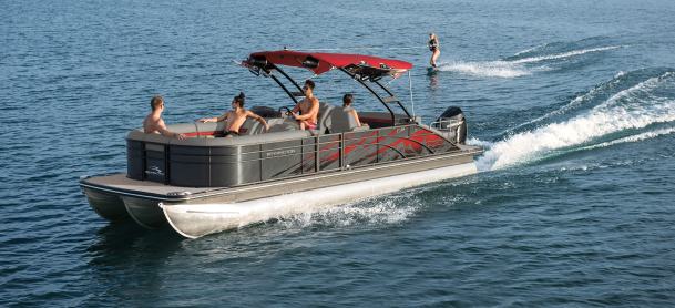 People entertaining on a pontoon boat