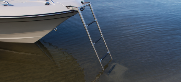 Boat with a ladder in the water