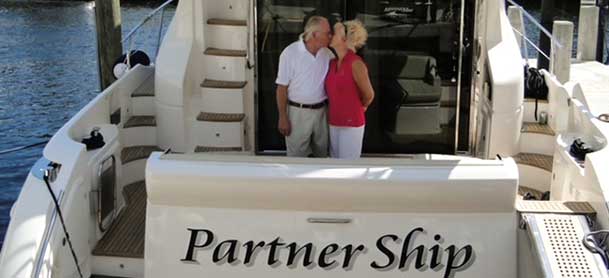 Kurt and Joyce Friedman on their yacht, Partner Ship