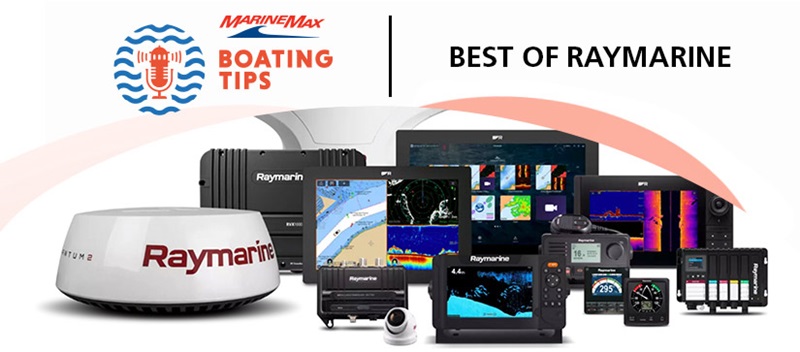 Collection of Raymarine technology with the Boating Tips logo