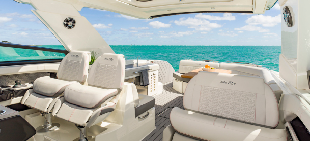 Sea Ray boat deck view with seating