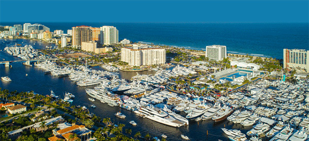 Aerial view of the Fort Lauderdale International Boat Show