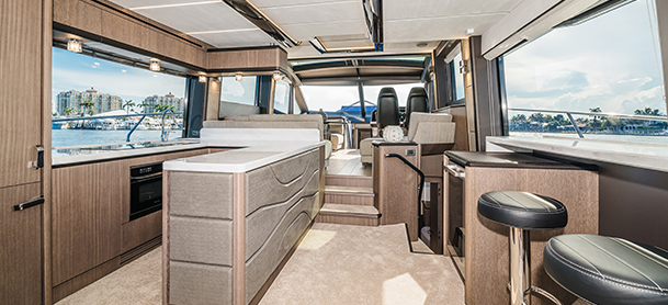 The interior of a Galeon 680 Fly