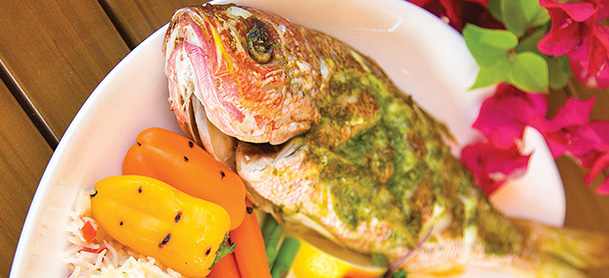 Grilled snapper and island rice