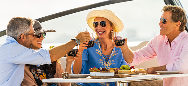 Boaters enjoying cold drinks in warm weather