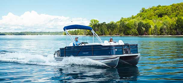 Blue Crest pontoon on the water