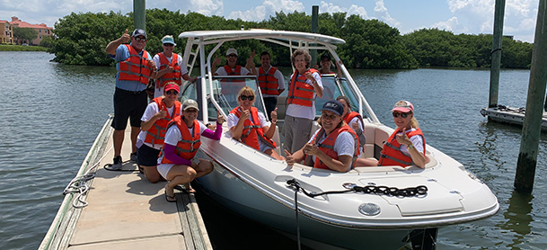A group of people on a boat