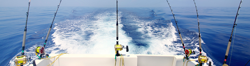 Fishing rods on a boat