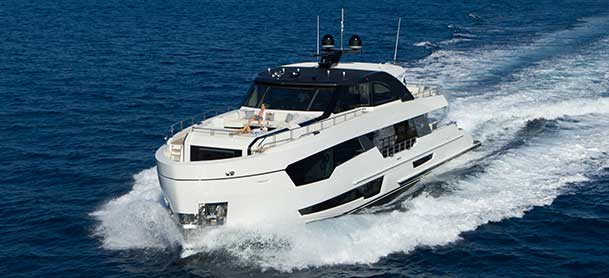 Ocean Alexander trawler running on the water