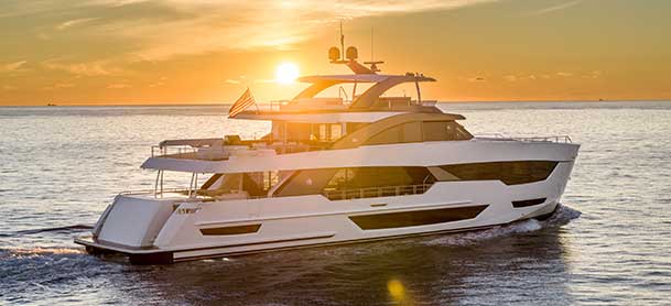 Ocean Alexander yacht on the water at sunset