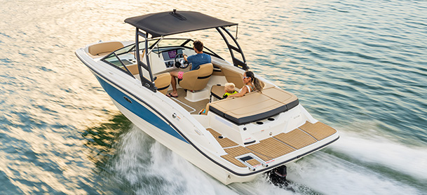 Sea Ray boat driving in the water