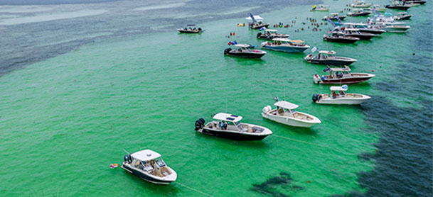 sky view of boats anchored