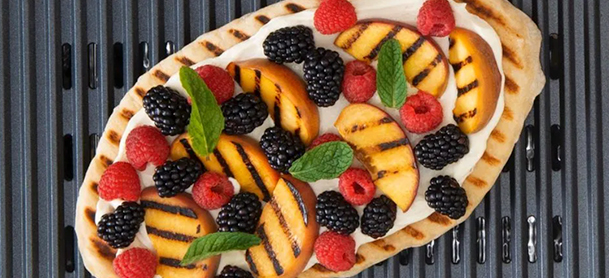 Fruit flatbread on a grill