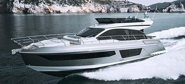 A powerful yacht moving through the water