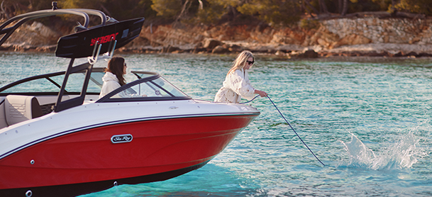 Female boaters engaging in eco-friendly anchoring