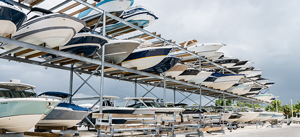 Boats in high and dry storage