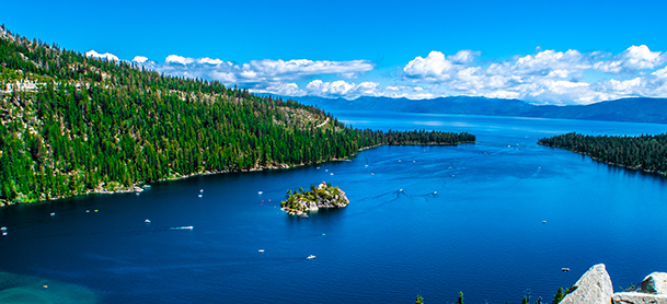 overhead shot of Lake Tahoe