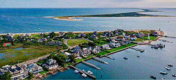 marina and overhead ocean view at Nantucket, MA