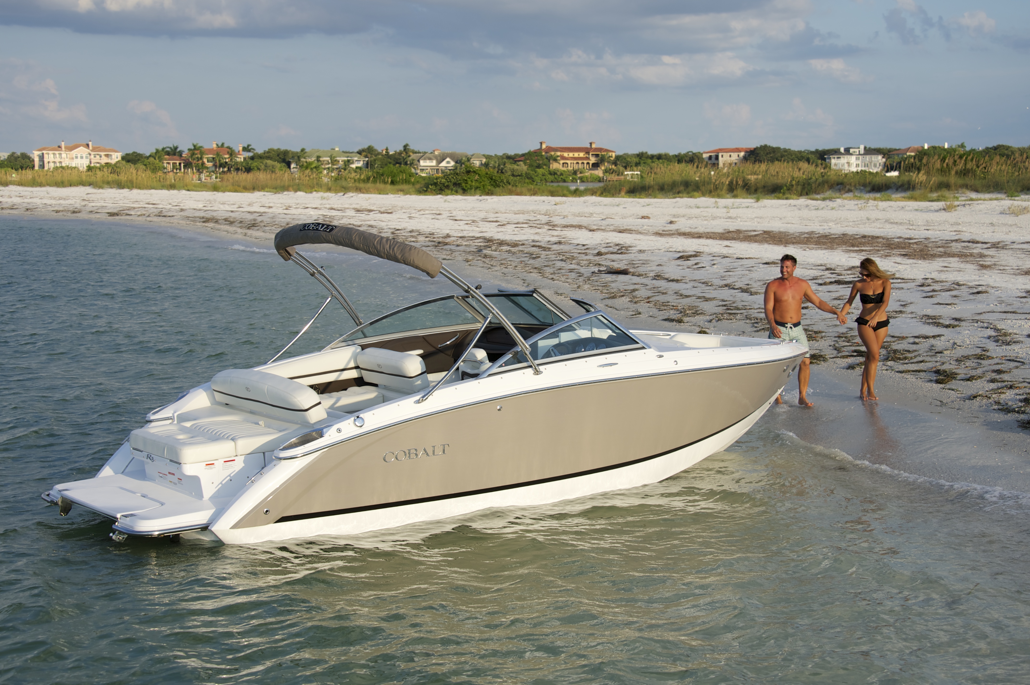 Couple pulled up at a sand bar