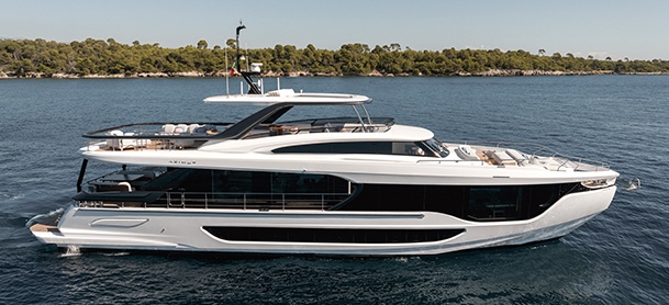 A superyacht sitting on the water