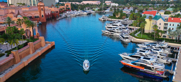 Galeon in the water at Atlantis resort in the Bahamas