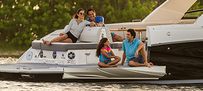Family enjoying a boating day on the water