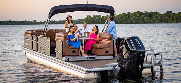 group of people on premier pontoon